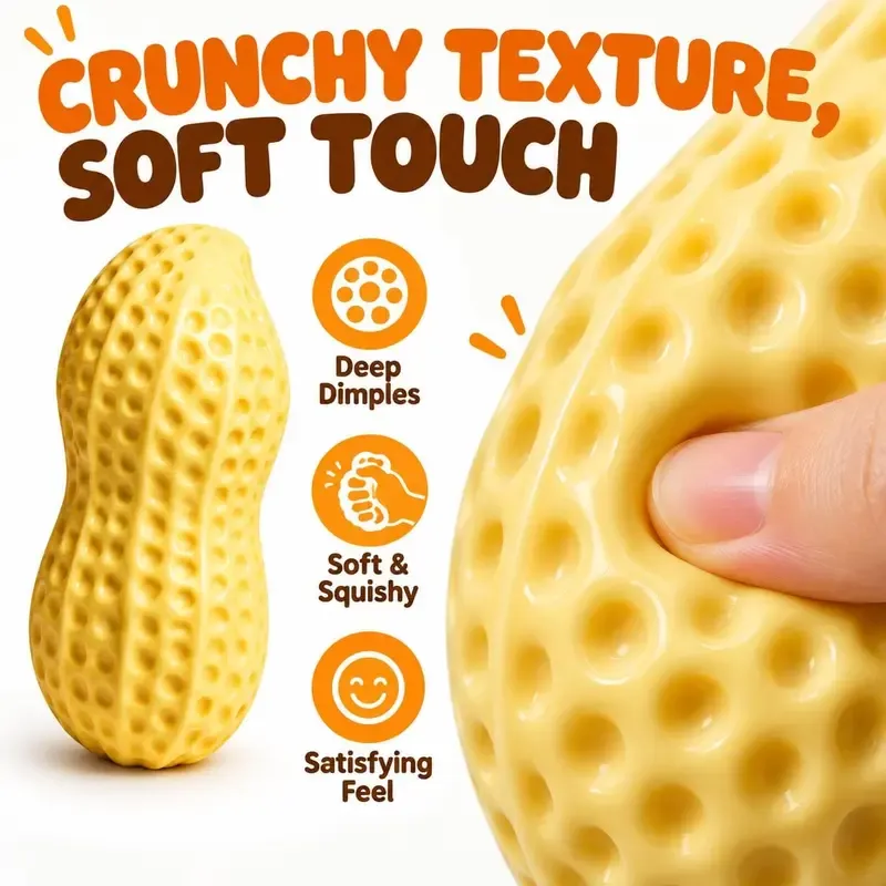 Crunchy Peanut Squishy Toy, Slow-Rising Sensory Fidget