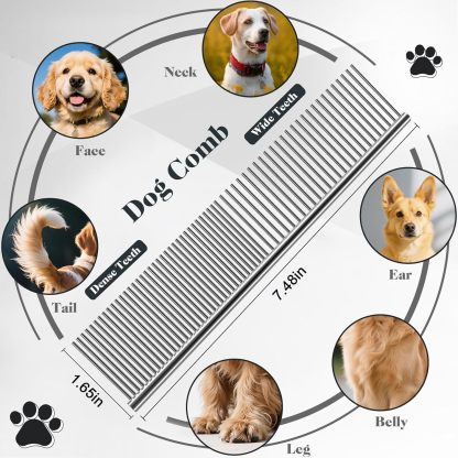 2 Pieces Nail Rake Brush for Dog and Pet Combs, Professional Dog Grooming Brush (Golden Pinscher, Poodle, Labrador) with Extra Long Needles, Effectively Removes Tangles, Knots and Mats (Blue)