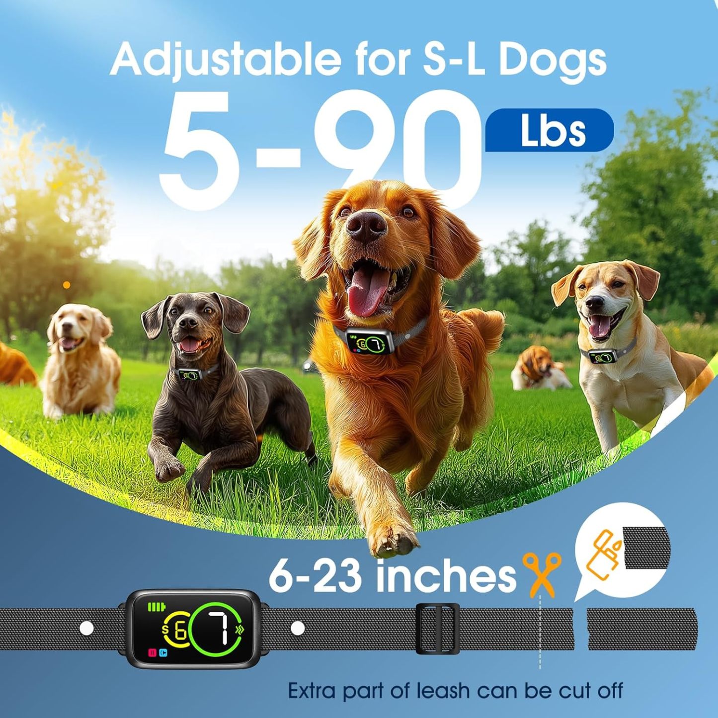 Dog barking collar, smart barking collar for small dogs, 5-15 lbs (about 2.3-6.8 kg) medium and large dogs, effective AI barking collar, adjustable beep vibration mode and 7 sensitivity levels, automatic dog anti-barking device