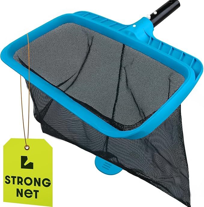 Pool Skimmer Net for Cleaning - Heavy Duty Deep Mesh Pool Net Skimmer - Fine Leaf Rake Net for Pools, Ponds - Sturdy Frame - Fits Standard Pool Poles (Net Only, No Poles)