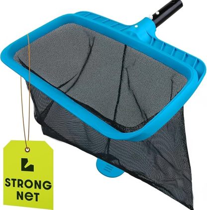 Pool Skimmer Net for Cleaning - Heavy Duty Deep Mesh Pool Net Skimmer - Fine Leaf Rake Net for Pools, Ponds - Sturdy Frame - Fits Standard Pool Poles (Net Only, No Poles)