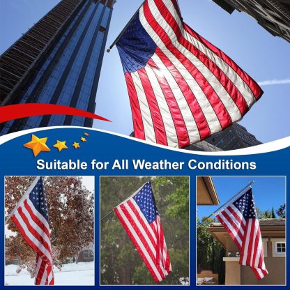 Sturdy American Flag 4x6 ft Outdoor Heavy Duty, 100% Made in the USA American Flag, Colorfast American Flag for Exterior 4x6, Embroidered American Flag, 4 x 6 American Flag, Best High Wind All Weather USA Flag, Indestructible Flag, Destructible American F