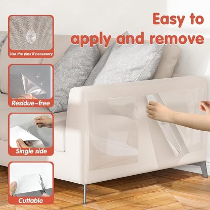 18-Piece Large Cat Scratching Furniture Protectors, Clear Cat Paw Protectors, Single-Sided Self-Adhesive Pet Deterrent Sofa Covers, 17 Inch