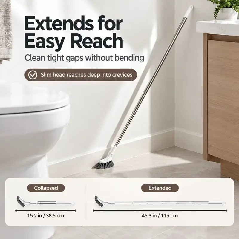 Telescopic Long Handle Crevice Cleaning Brush for Narrow Gaps in Bathrooms Toilets Floors and Windows Ideal for Hard-to-Reach Spaces