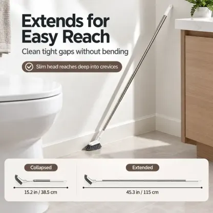 Telescopic Long Handle Crevice Cleaning Brush for Narrow Gaps in Bathrooms Toilets Floors and Windows Ideal for Hard-to-Reach Spaces
