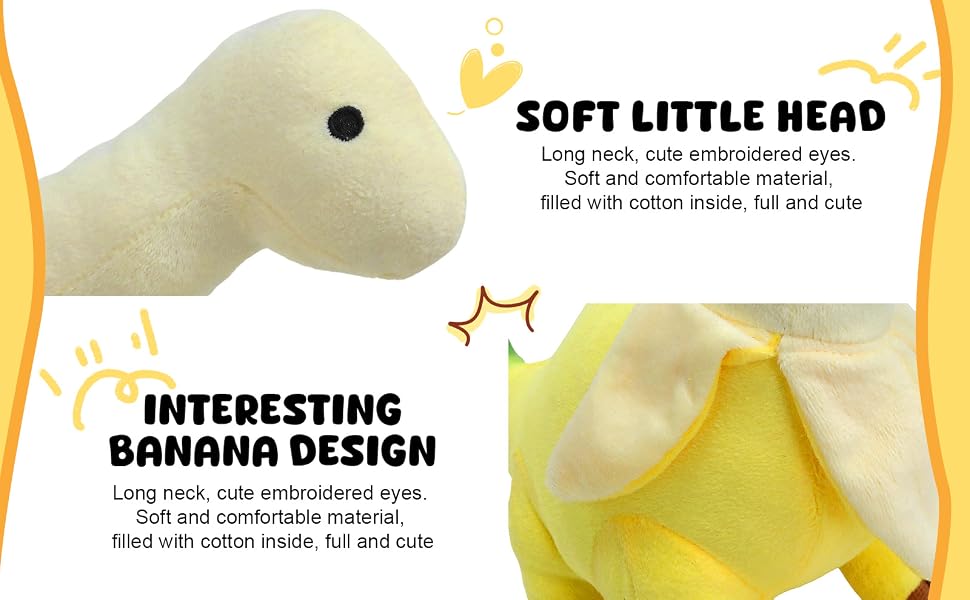 Banana Dinosaur Plush Toy, 12-Inch Stuffed Animal & Room Decor