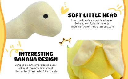 Banana Dinosaur Plush Toy, 12-Inch Stuffed Animal & Room Decor