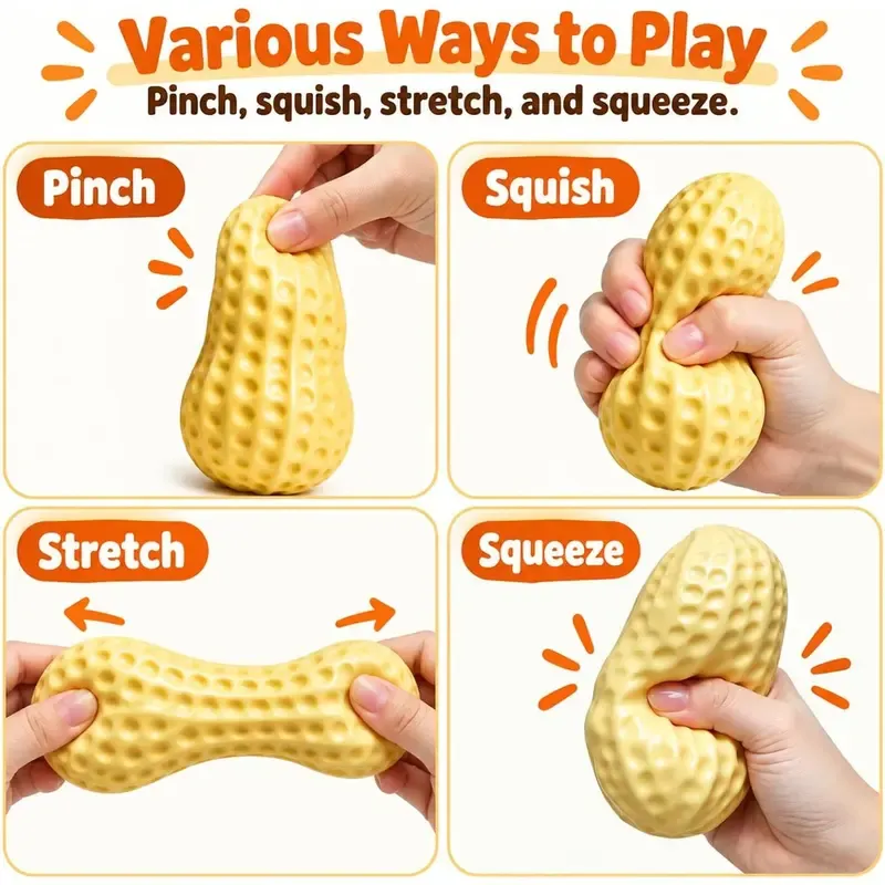Crunchy Peanut Squishy Toy, Slow-Rising Sensory Fidget
