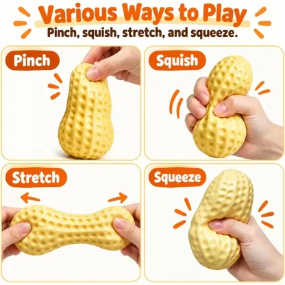 Crunchy Peanut Squishy Toy, Slow-Rising Sensory Fidget