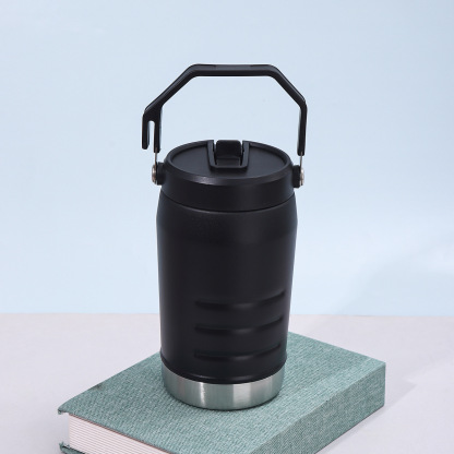 2.0 Flip-Top Straw Bottle with Handle, 40 oz | Twist-off lid and flip straw | Leak-proof for travel and sports | Insulated stainless steel | BPA-free | Black 2.0