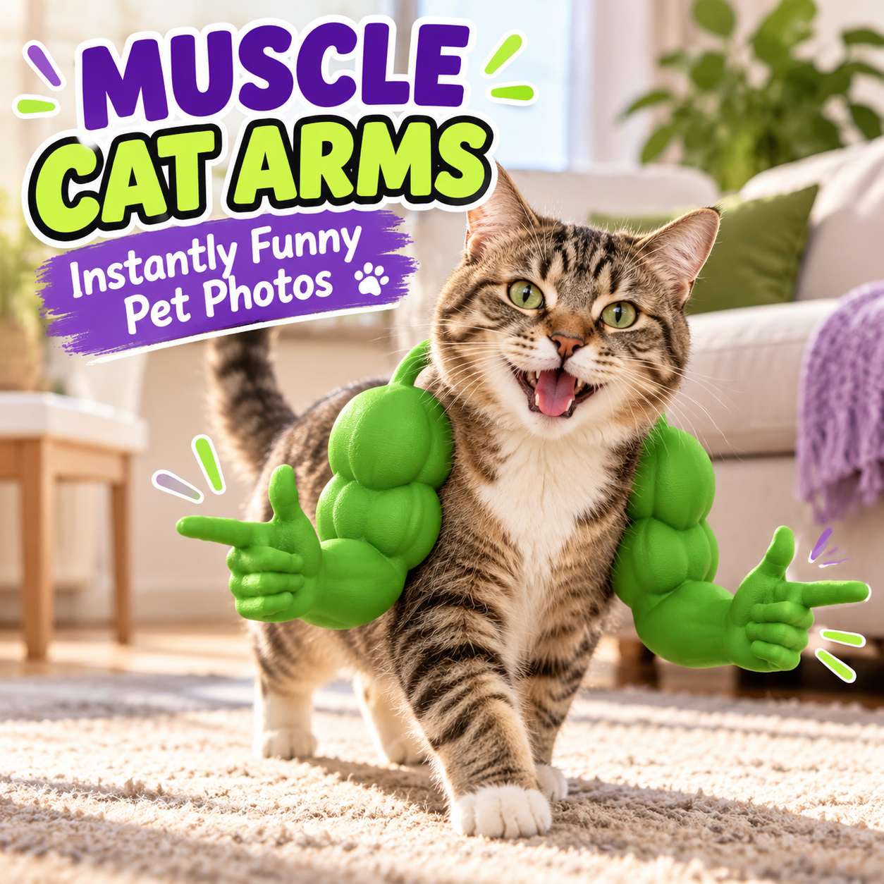 Funny Muscle Arms Cat Costume Accessory, 4-Color Cat Photo Prop