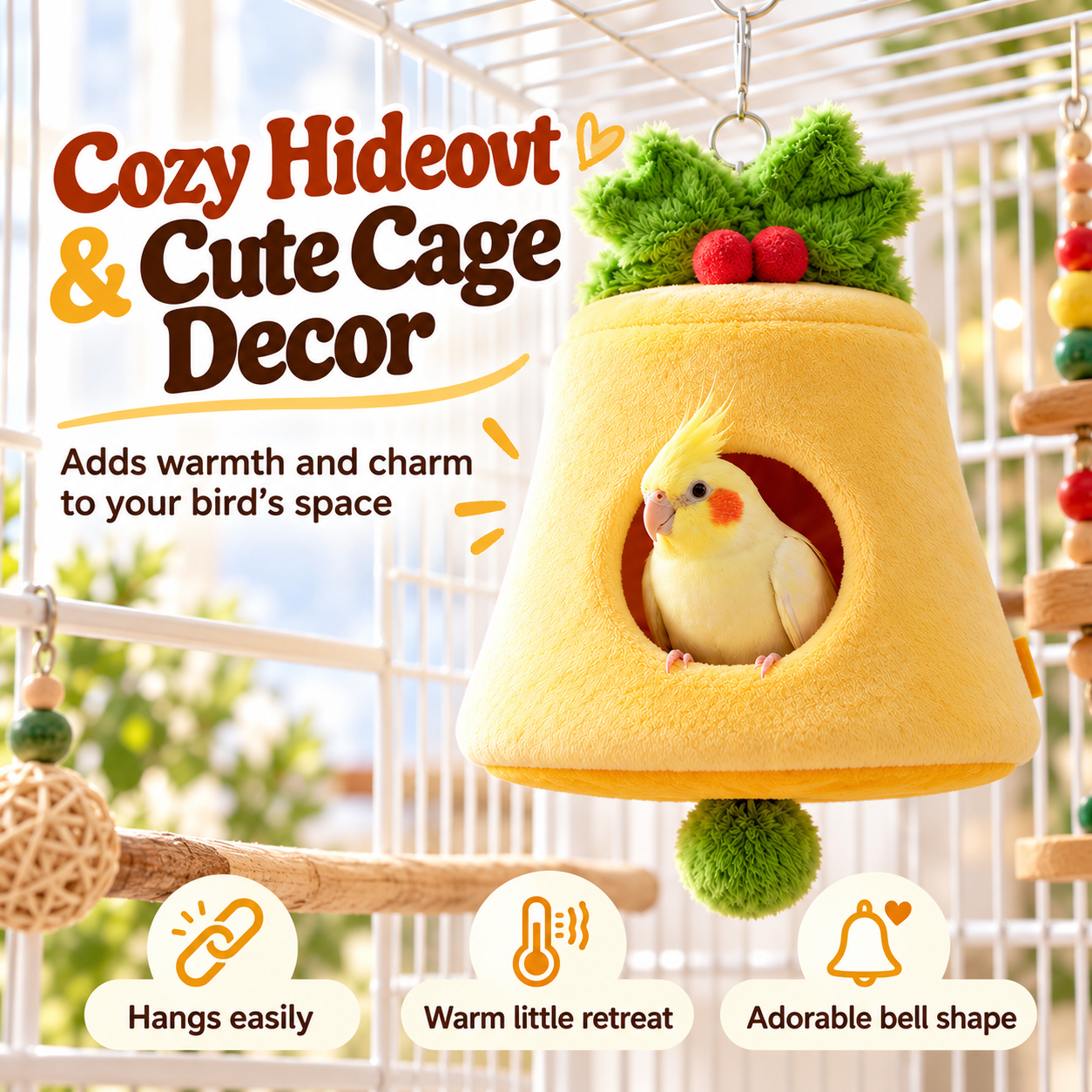 Cozy Hanging Plush Bird Hideaway for Small Birds