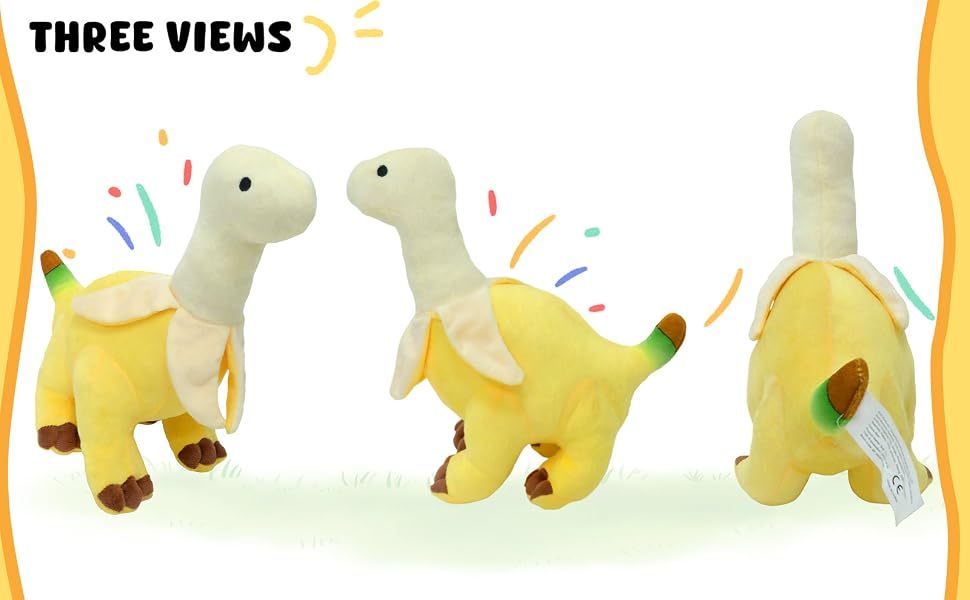 Banana Dinosaur Plush Toy, 12-Inch Stuffed Animal & Room Decor