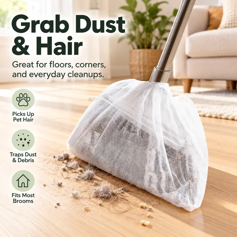 Disposable Static Duster Refill Sheets, Floor & Gap Dust Cleaner, Hair Removal Sweeping Tool for Home Cleaning