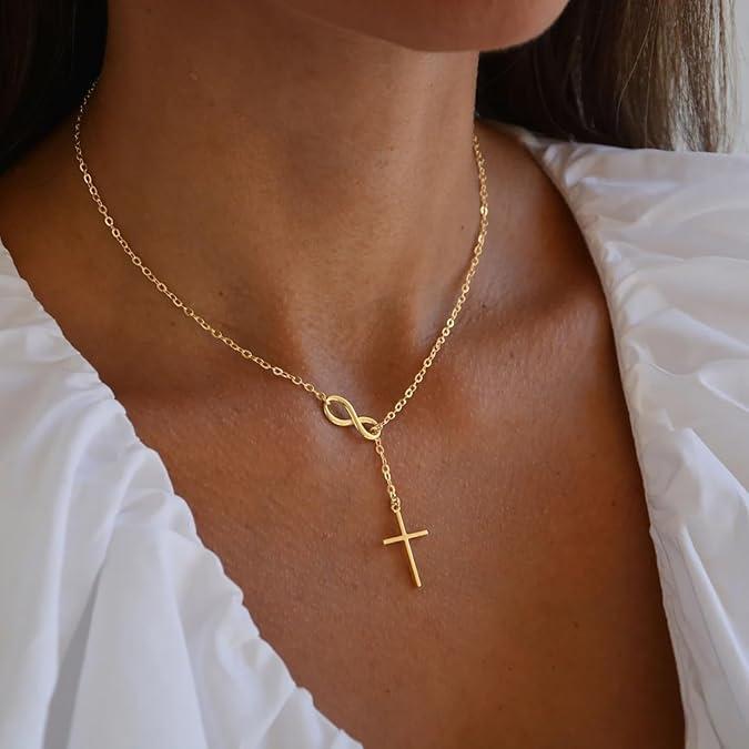 Charm Outdoorfun Cross Choker Necklace for Women, Thick Chunky Paperclip Chain Hip Hop Necklace Unisex Jewelry,Cuban Link Chain for Women Trendy Fashion jewelry gifts