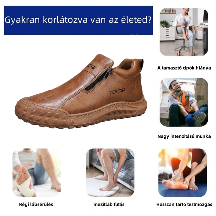 Prémium Baralen® bőr ortopéd cipő | Ergonomikus kialakításának köszönhetően enyhíti a hát-, láb- és lábfej fájdalmát, és kivételes kényelmet biztosít (kézzel készített).