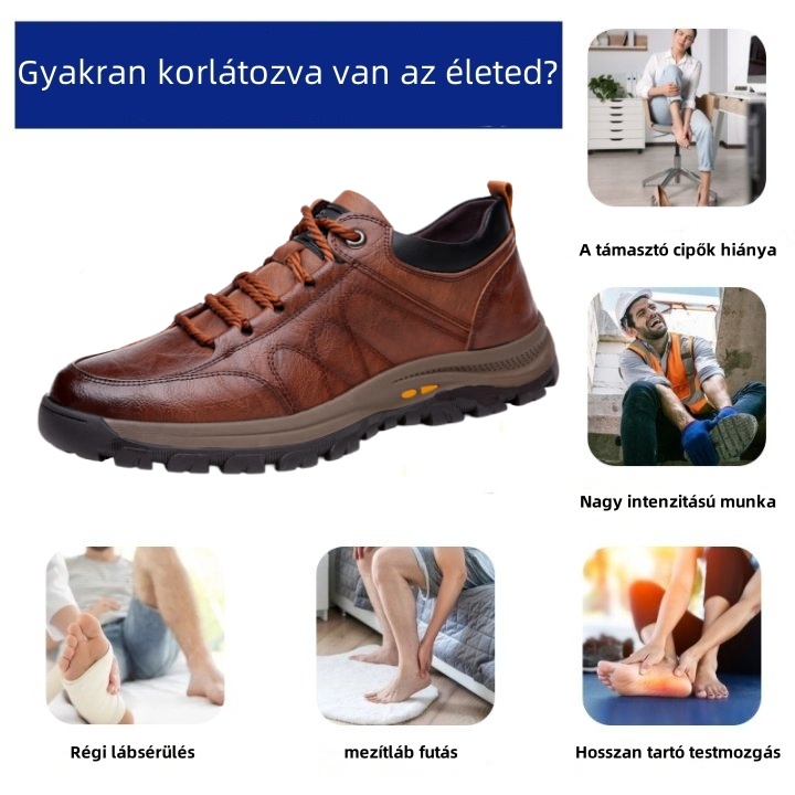 Prémium Baralen® bőr ortopéd cipő | Ergonomikus kialakításának köszönhetően enyhíti a hát-, láb- és lábfej fájdalmát, és kivételes kényelmet biztosít (kézzel készített).