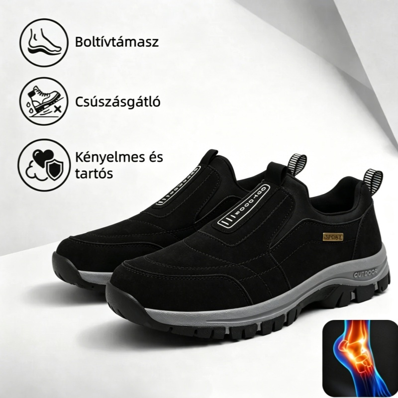 🔴 Kiváló minőségű velűr cipők 🦶— Enyhíti a lábfájdalmat és a talpi fasciitist— Vízálló, csúszásmentes, könnyen fel- és levehető✅ Több méretben kapható