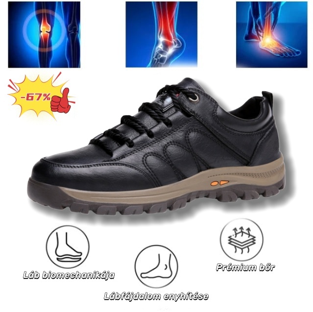 Prémium Baralen® bőr ortopéd cipő | Ergonomikus kialakításának köszönhetően enyhíti a hát-, láb- és lábfej fájdalmát, és kivételes kényelmet biztosít (kézzel készített).