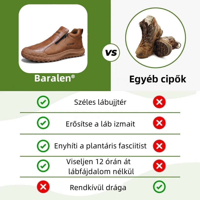 Prémium Baralen® bőr ortopéd cipő | Ergonomikus kialakításának köszönhetően enyhíti a hát-, láb- és lábfej fájdalmát, és kivételes kényelmet biztosít (kézzel készített).