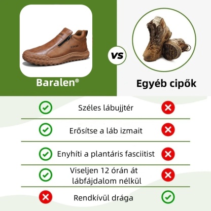 Prémium Baralen® bőr ortopéd cipő | Ergonomikus kialakításának köszönhetően enyhíti a hát-, láb- és lábfej fájdalmát, és kivételes kényelmet biztosít (kézzel készített).