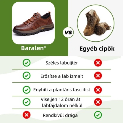Prémium Baralen® bőr ortopéd cipő | Ergonomikus kialakításának köszönhetően enyhíti a hát-, láb- és lábfej fájdalmát, és kivételes kényelmet biztosít (kézzel készített).