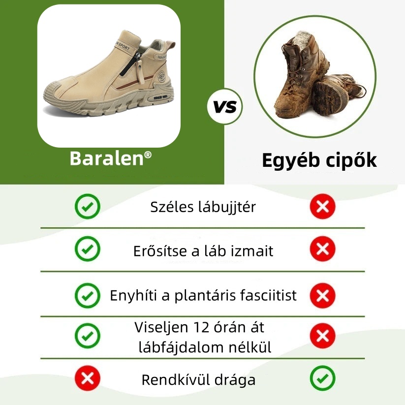 Baralen® prémium bőr ortopéd cipő | Ergonomikus kialakításának köszönhetően enyhíti a hát-, térd- és lábfájdalmat, és kivételes kényelmet biztosít (kézzel készített).