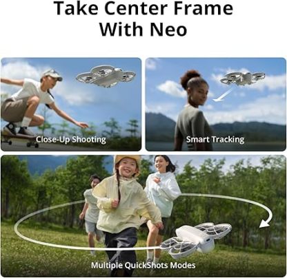 DJI Neo, Mini Drone with 4K UHD Camera for Adults, 135g Self Flying Drone that Follows You, Palm Takeoff, Subject Tracking, QuickShots, Stabilized Video, Built-In Propeller Guard (Controller-Free)