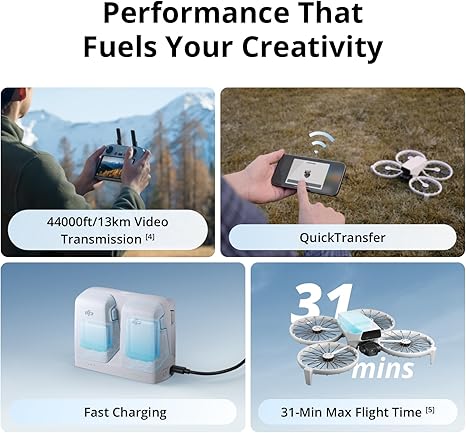 DJI Flip With RC 2 Screen Remote Controller, Follow Me Drone With 4K UHD Camera for Adults, Under 249 g, 3-Axis Gimbal Stabilization, 44000ft/13km Video Transmission, Palm Takeoff, 31-Min Flight Time