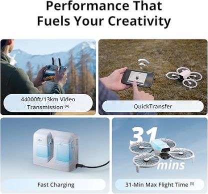 DJI Flip With RC 2 Screen Remote Controller, Follow Me Drone With 4K UHD Camera for Adults, Under 249 g, 3-Axis Gimbal Stabilization, 44000ft/13km Video Transmission, Palm Takeoff, 31-Min Flight Time