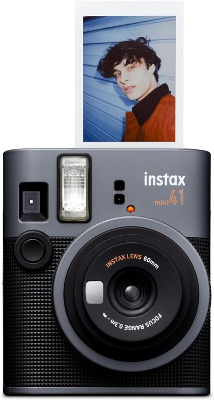 Fujifilm Instax Mini 41 Instant Camera Vintage Black. + Fujifilm Value Pack (40 Sheets) + Shutter Accessories Bundle, Includes Vintage Style Compatible Carrying Case, Black Photo Album 64 Pockets