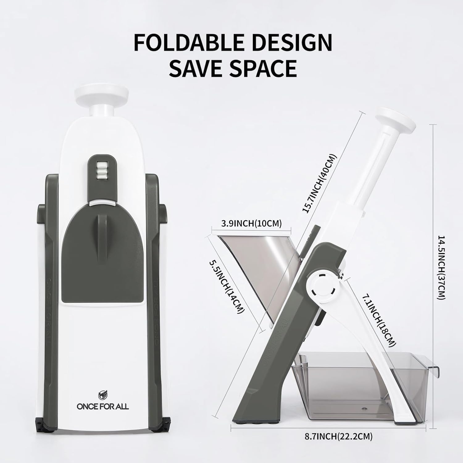 ONCE FOR ALL Upgrade Safe Mandoline Slicer Plus, Biger Size, Adjustable Vegetable Food Chopper Potato Fries Cutter, Detachable Blade, Kitchen Chopping Artifact, Gift (SkyBlue)