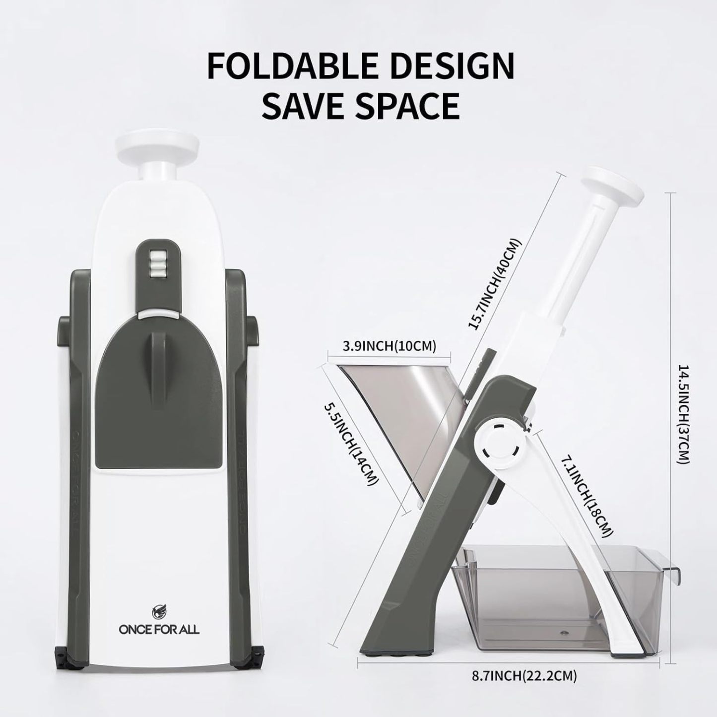 ONCE FOR ALL Upgrade Safe Mandoline Slicer Plus, Biger Size, Adjustable Vegetable Food Chopper Potato Fries Cutter, Detachable Blade, Kitchen Chopping Artifact, Gift (SkyBlue)