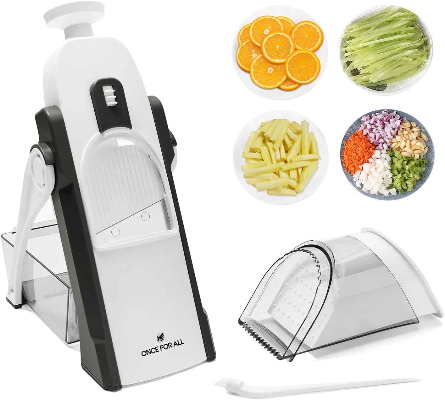 ONCE FOR ALL Upgrade Safe Mandoline Slicer Plus, Biger Size, Adjustable Vegetable Food Chopper Potato Fries Cutter, Detachable Blade, Kitchen Chopping Artifact, Gift (SkyBlue)