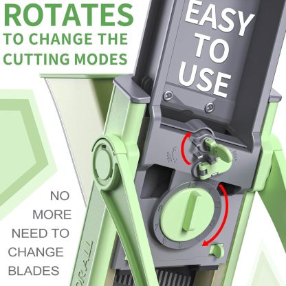 ONCE FOR ALL Upgrade Safe Mandoline Slicer Plus, Biger Size, Adjustable Vegetable Food Chopper Potato Fries Cutter, Detachable Blade, Kitchen Chopping Artifact, Gift (SkyBlue)