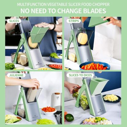 ONCE FOR ALL Upgrade Safe Mandoline Slicer Plus, Biger Size, Adjustable Vegetable Food Chopper Potato Fries Cutter, Detachable Blade, Kitchen Chopping Artifact, Gift (SkyBlue)