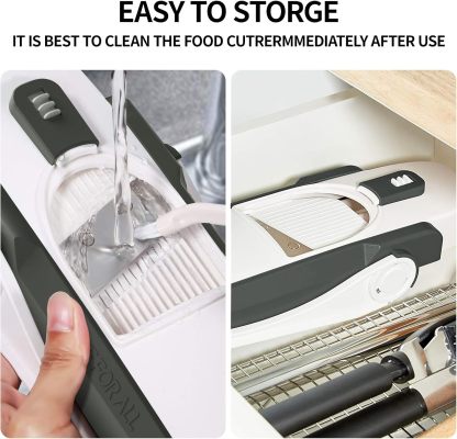 ONCE FOR ALL Upgrade Safe Mandoline Slicer Plus, Biger Size, Adjustable Vegetable Food Chopper Potato Fries Cutter, Detachable Blade, Kitchen Chopping Artifact, Gift (SkyBlue)