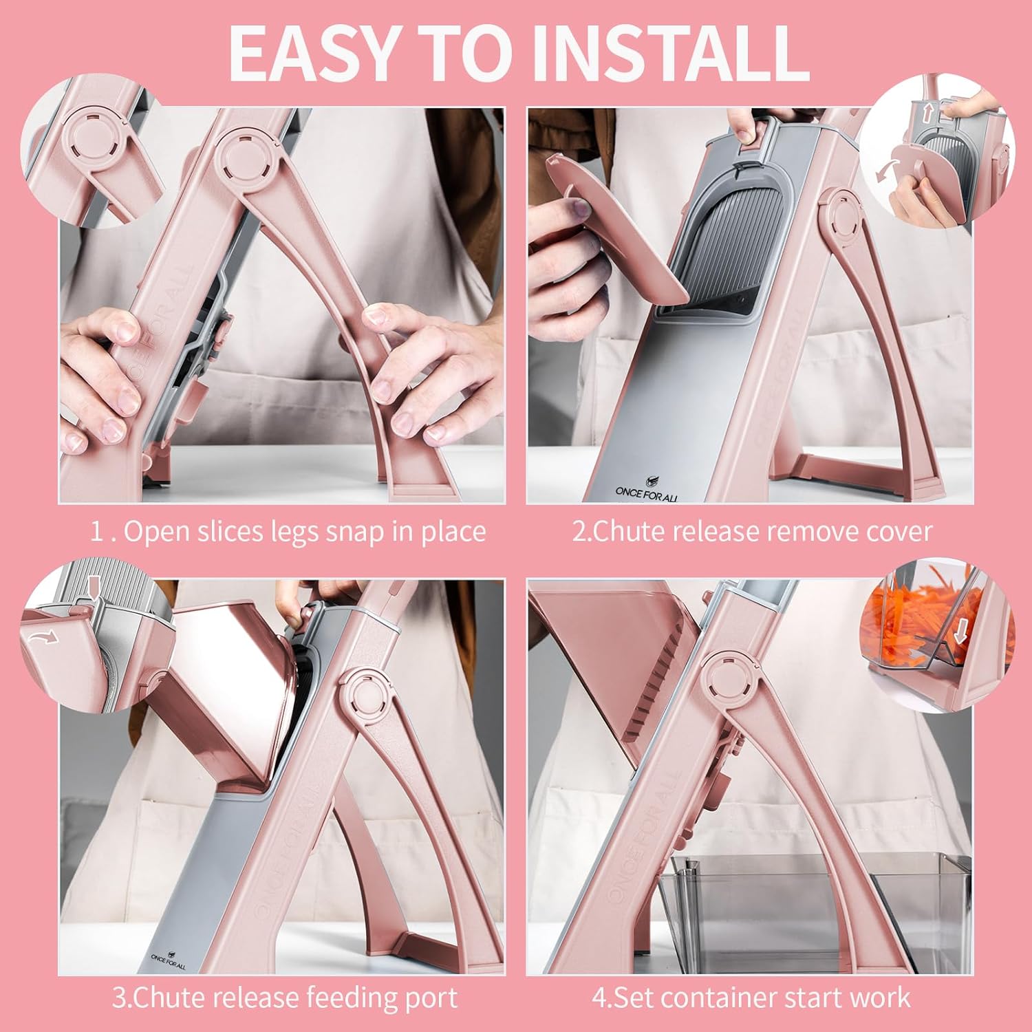 ONCE FOR ALL Upgrade Safe Mandoline Slicer Plus, Biger Size, Adjustable Vegetable Food Chopper Potato Fries Cutter, Detachable Blade, Kitchen Chopping Artifact, Gift (SkyBlue)