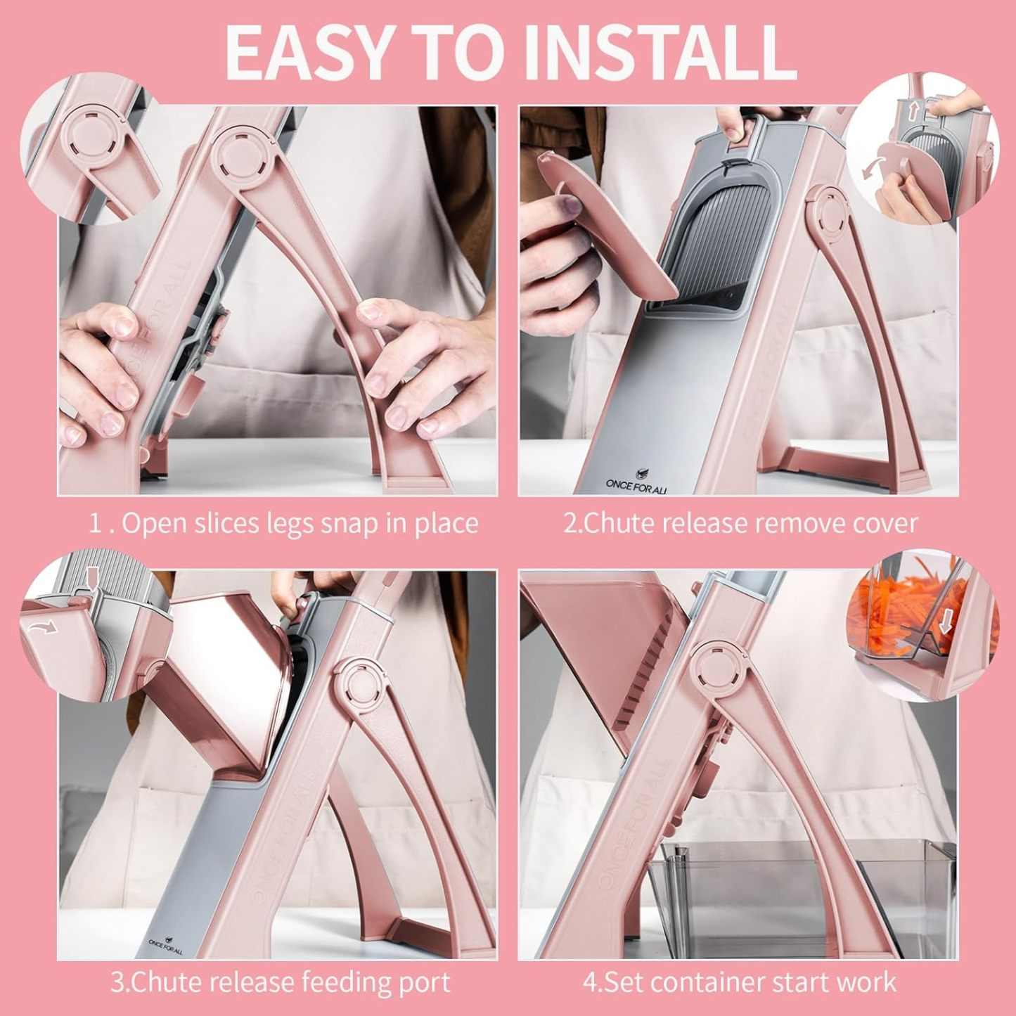 ONCE FOR ALL Upgrade Safe Mandoline Slicer Plus, Biger Size, Adjustable Vegetable Food Chopper Potato Fries Cutter, Detachable Blade, Kitchen Chopping Artifact, Gift (SkyBlue)