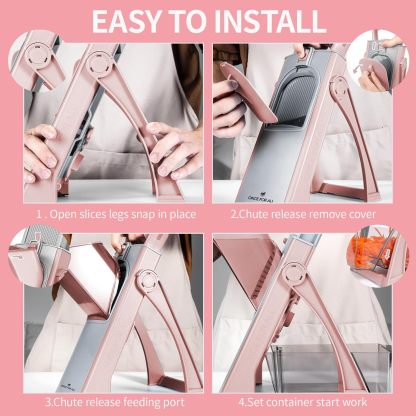 ONCE FOR ALL Upgrade Safe Mandoline Slicer Plus, Biger Size, Adjustable Vegetable Food Chopper Potato Fries Cutter, Detachable Blade, Kitchen Chopping Artifact, Gift (SkyBlue)