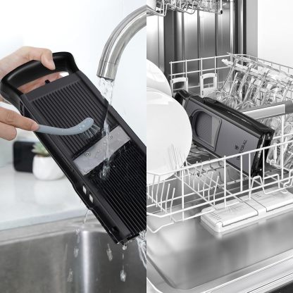 ONCE FOR ALL Upgrade Safe Mandoline Slicer Plus, Biger Size, Adjustable Vegetable Food Chopper Potato Fries Cutter, Detachable Blade, Kitchen Chopping Artifact, Gift (SkyBlue)