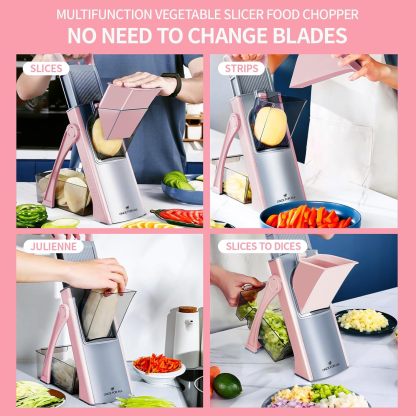 ONCE FOR ALL Upgrade Safe Mandoline Slicer Plus, Biger Size, Adjustable Vegetable Food Chopper Potato Fries Cutter, Detachable Blade, Kitchen Chopping Artifact, Gift (SkyBlue)