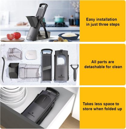 ONCE FOR ALL Upgrade Safe Mandoline Slicer Plus, Biger Size, Adjustable Vegetable Food Chopper Potato Fries Cutter, Detachable Blade, Kitchen Chopping Artifact, Gift (SkyBlue)