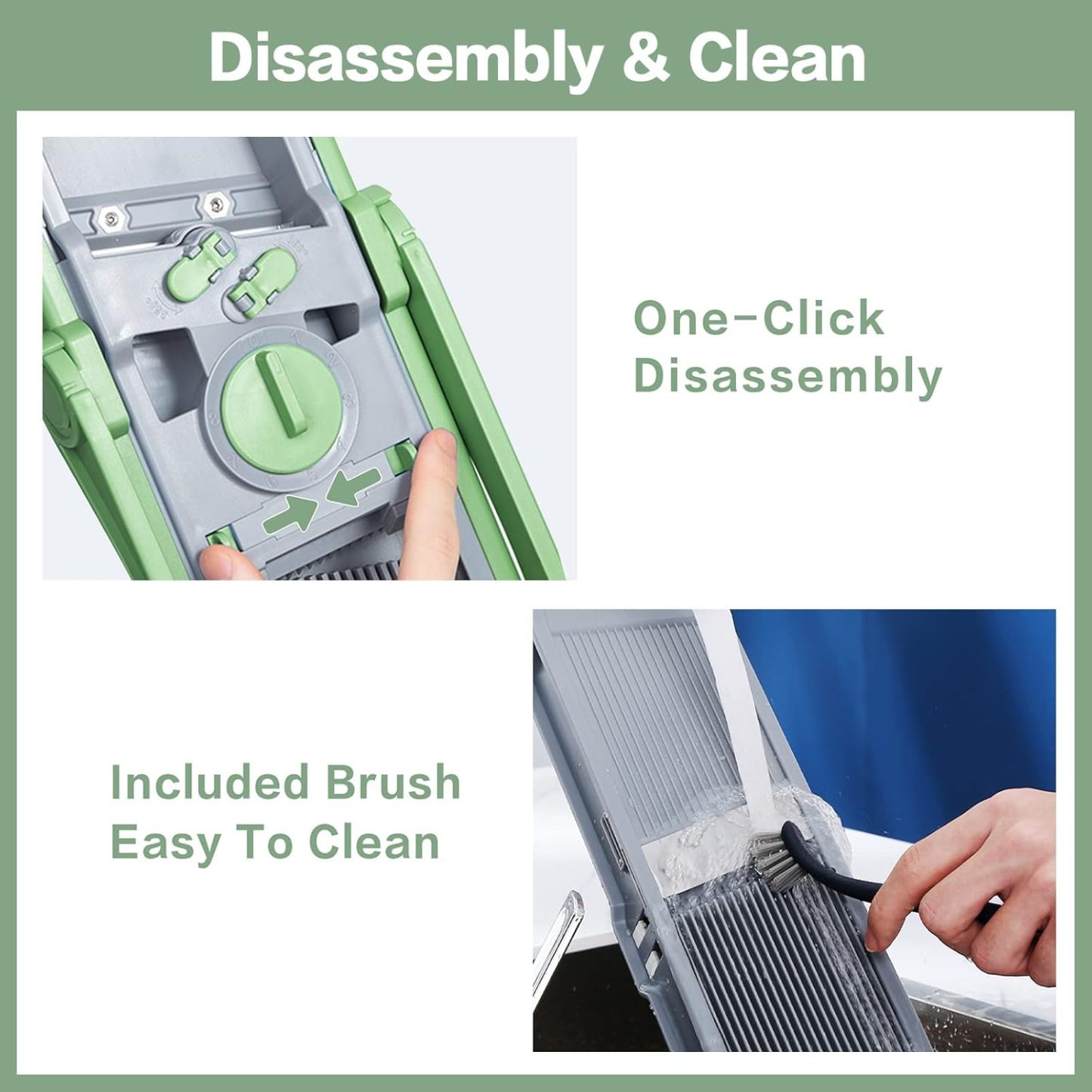 ONCE FOR ALL Upgrade Safe Mandoline Slicer Plus, Biger Size, Adjustable Vegetable Food Chopper Potato Fries Cutter, Detachable Blade, Kitchen Chopping Artifact, Gift (SkyBlue)