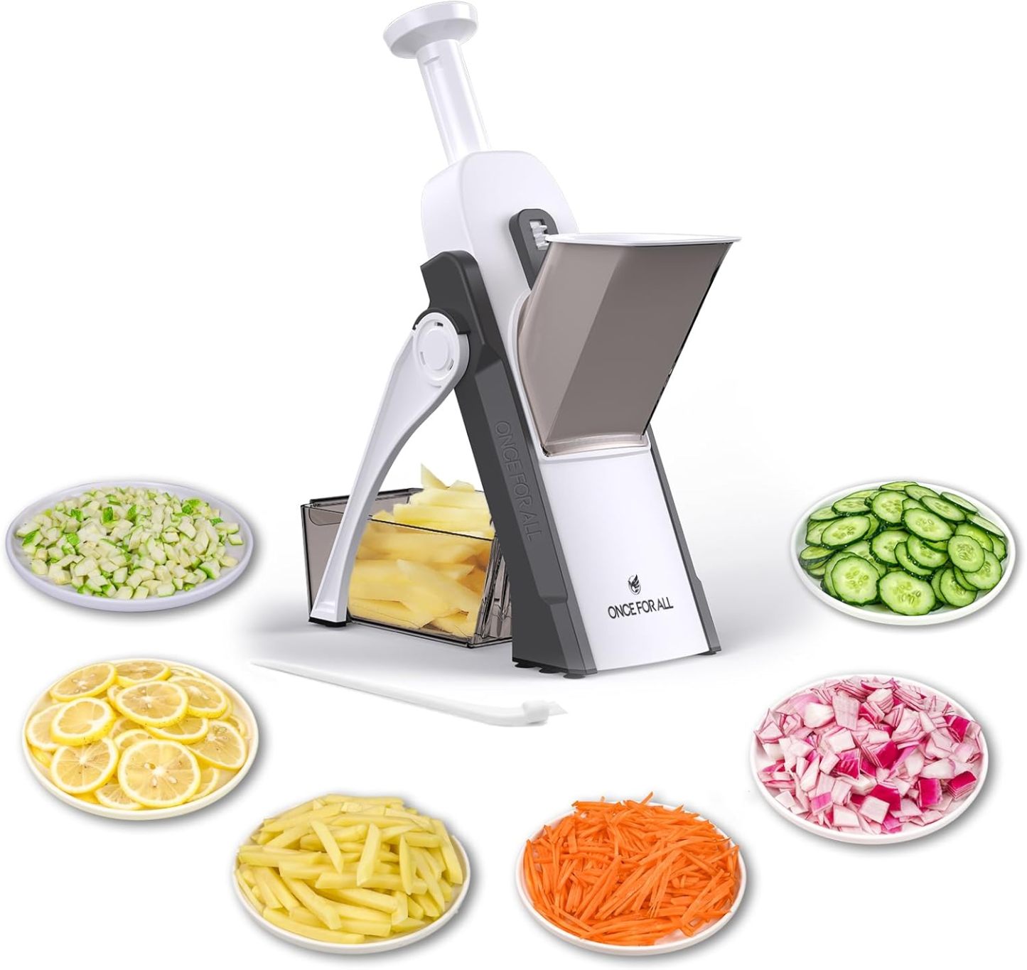 ONCE FOR ALL Upgrade Safe Mandoline Slicer Plus, Biger Size, Adjustable Vegetable Food Chopper Potato Fries Cutter, Detachable Blade, Kitchen Chopping Artifact, Gift (SkyBlue)