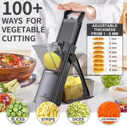 ONCE FOR ALL Upgrade Safe Mandoline Slicer Plus, Biger Size, Adjustable Vegetable Food Chopper Potato Fries Cutter, Detachable Blade, Kitchen Chopping Artifact, Gift (SkyBlue)