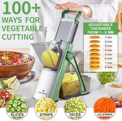 ONCE FOR ALL Upgrade Safe Mandoline Slicer Plus, Biger Size, Adjustable Vegetable Food Chopper Potato Fries Cutter, Detachable Blade, Kitchen Chopping Artifact, Gift (SkyBlue)