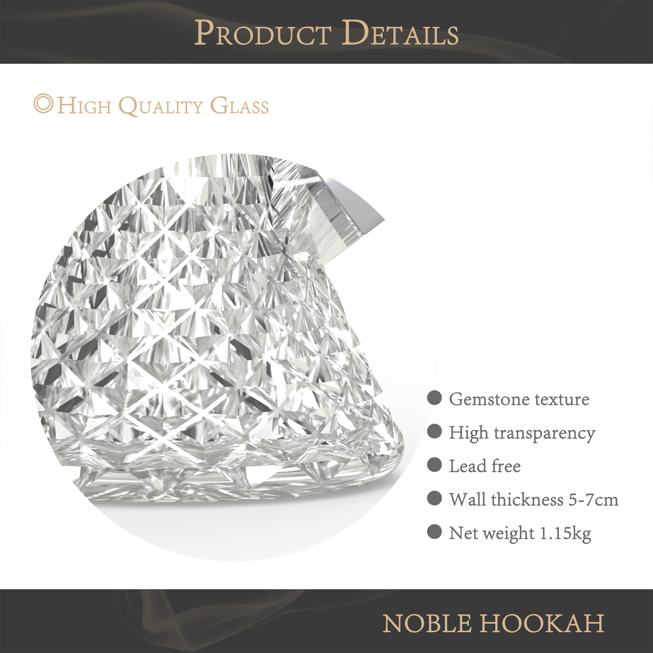 NOBLE HOOKAH® Bong, Transparent 