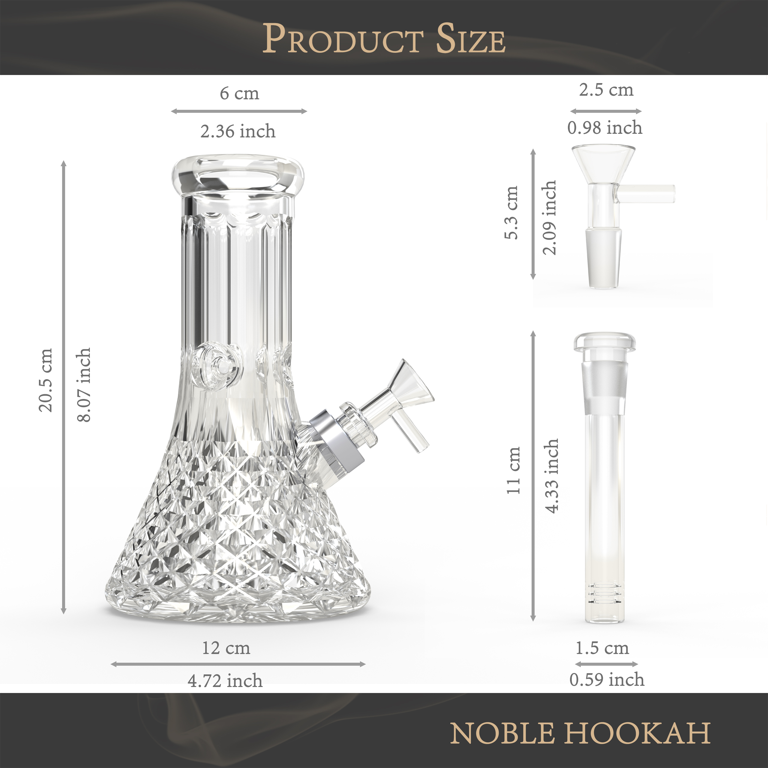 NOBLE HOOKAH® Bong, Transparent 