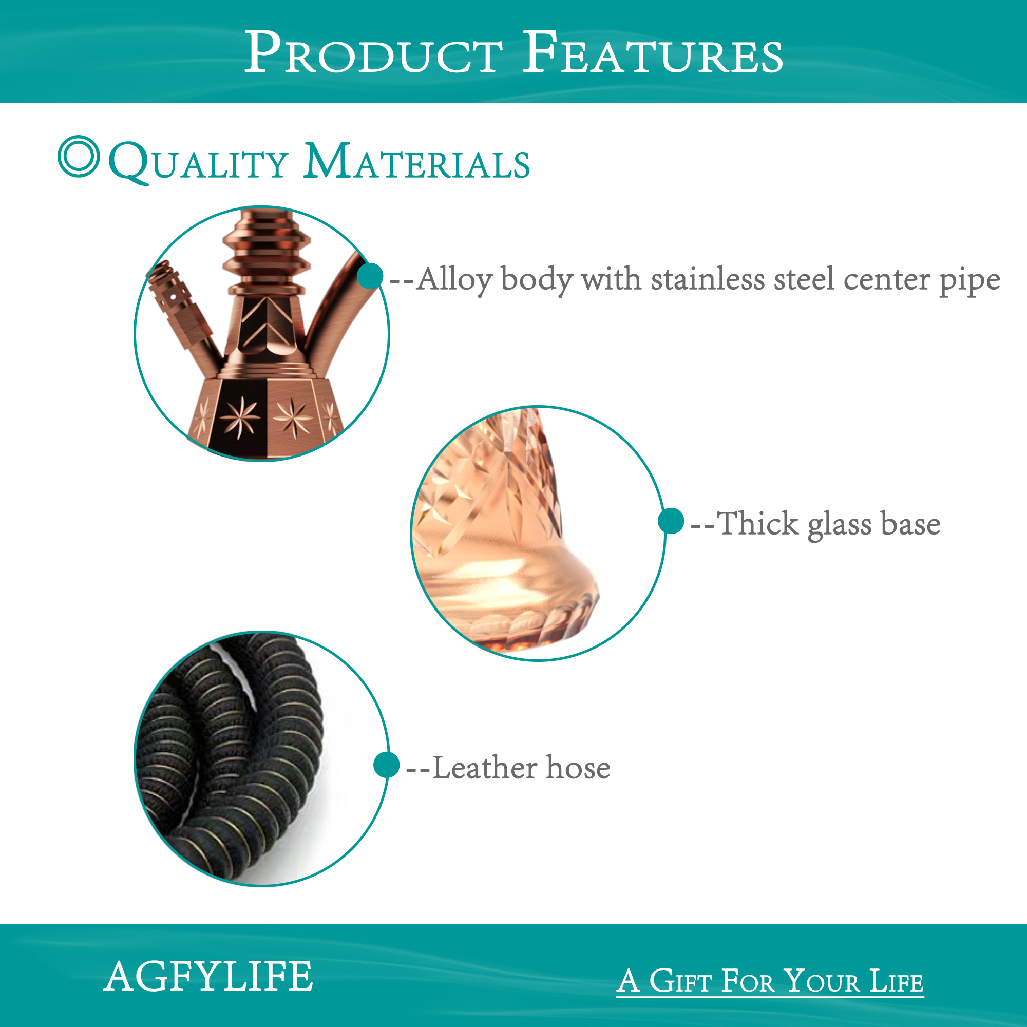 AGFYLIFE® Hookah Set 25" Egyptian Style Hookah Complete Set, Antique Bronze